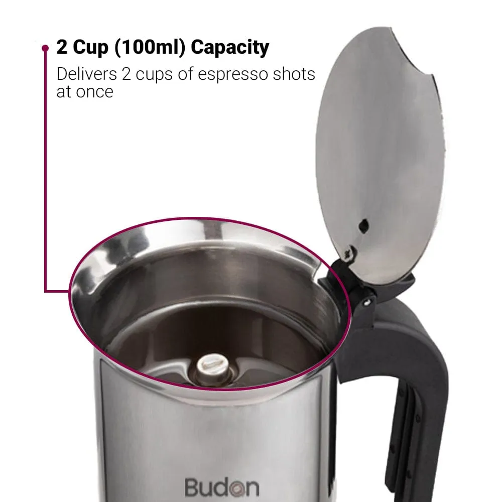 Budan Moka Pot Stainless Steel Coffee Maker - 2 Cup ( 100ml ) | Best Moka Pot