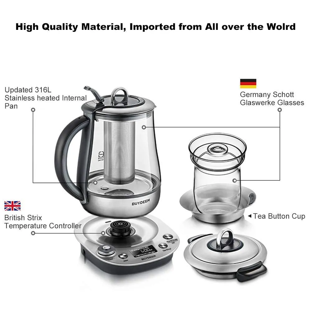 Buydeem K2973 Flagship Health- Care Beverage Tea Maker and Kettle, 8-in-1 Programmable Brew Cooker Master, 1.5L, Silvery