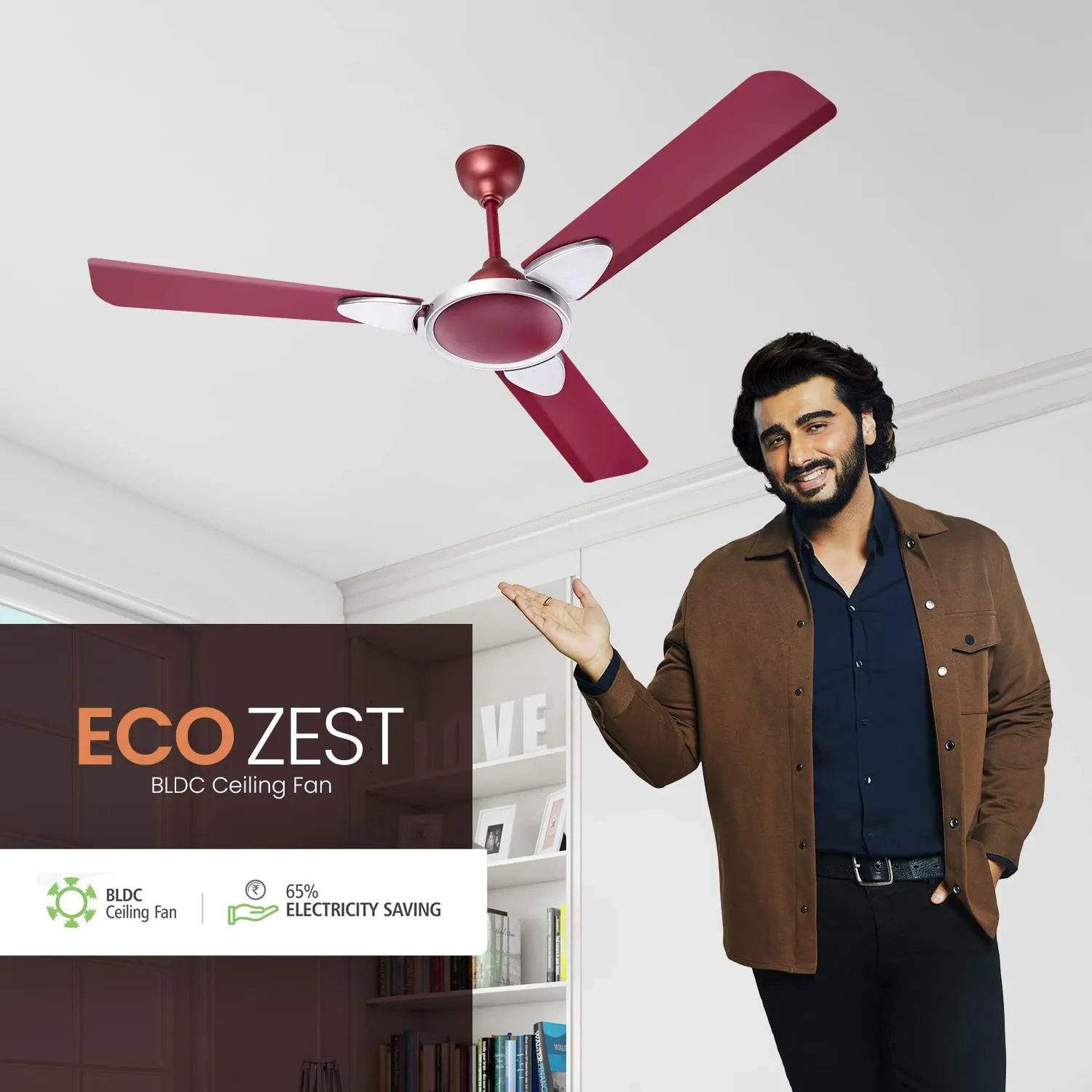 Candes Eco Zest Energy saving Designer 1200 mm / 48 inch Anti-Rust BLDC Ceiling Fan With 2 Yrs. Warranty (Maroon)