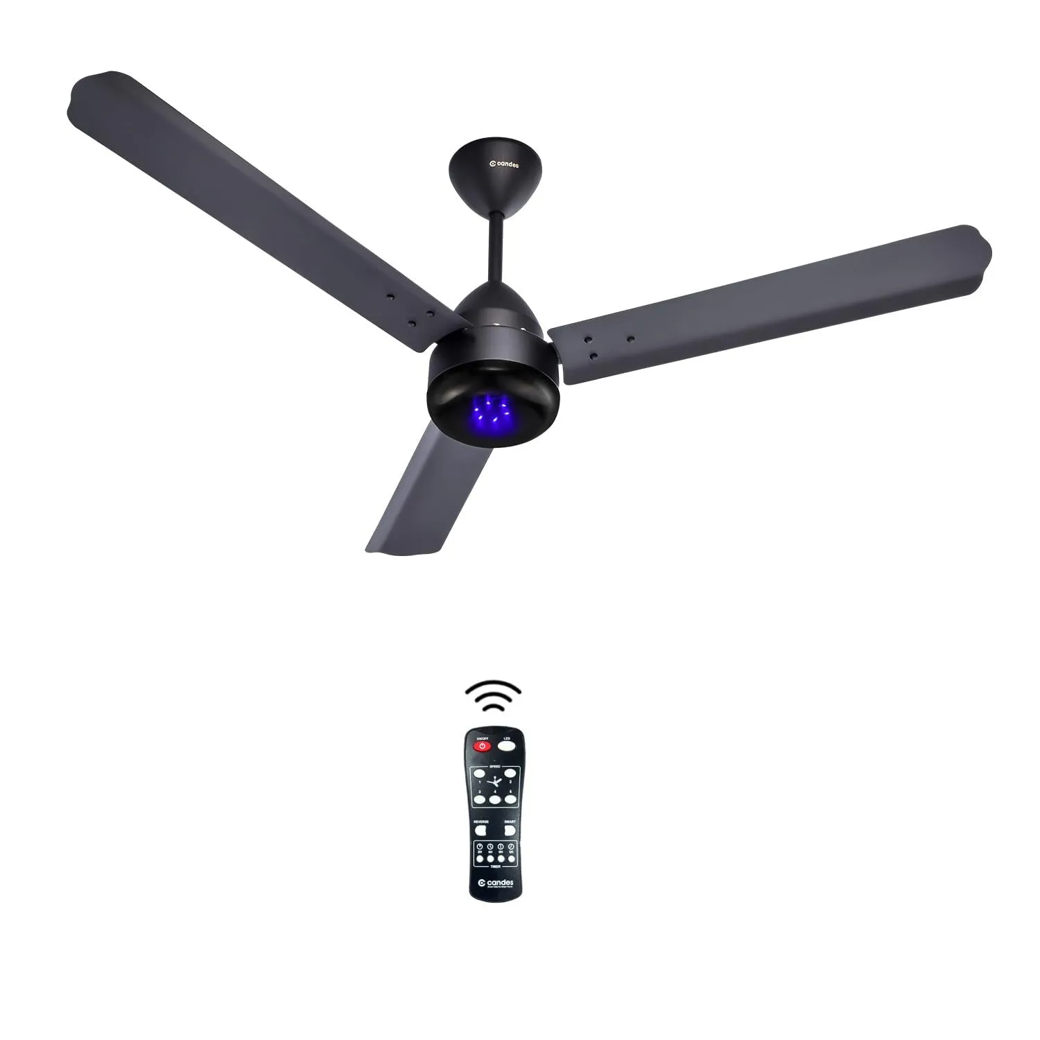 Candes Majestic BLDC LED Ceiling Fan 1200mm / 48 inch | BEE 5 Star Rated, Upto 65% Energy Saving, High Air Delivery & High Speed Ceiling Fans for Home | 2 1 Years Warranty (Black)