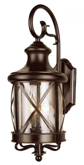 Chandler 2-Light Wall Lantern in Rubbed Oil Bronze with Clear Seeded Glass