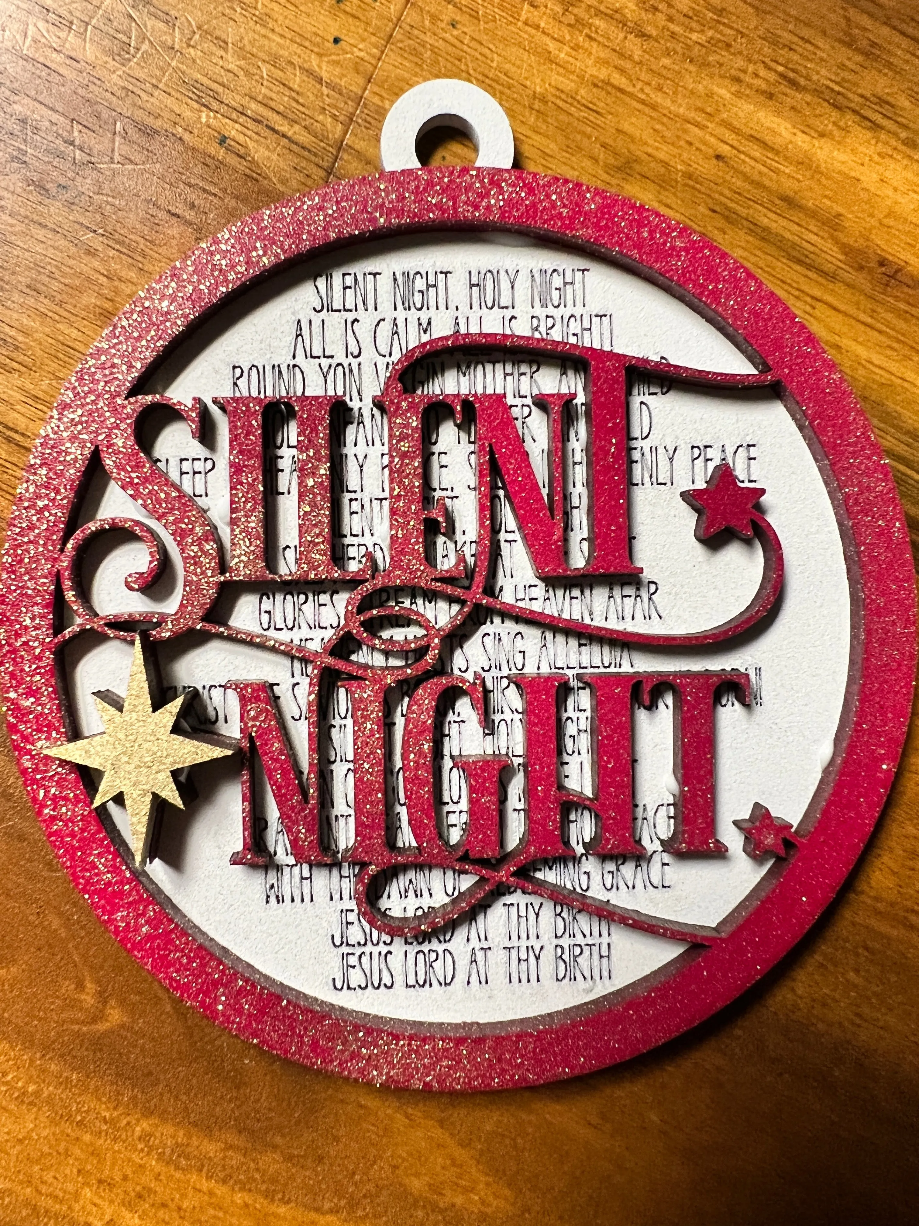 Christmas Ornament SVG File Glowforge Ready Laser: Silent Night