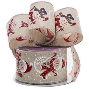 Christmas Snowman Wired Edge Ribbon - 2 1/2" x 10 Yards