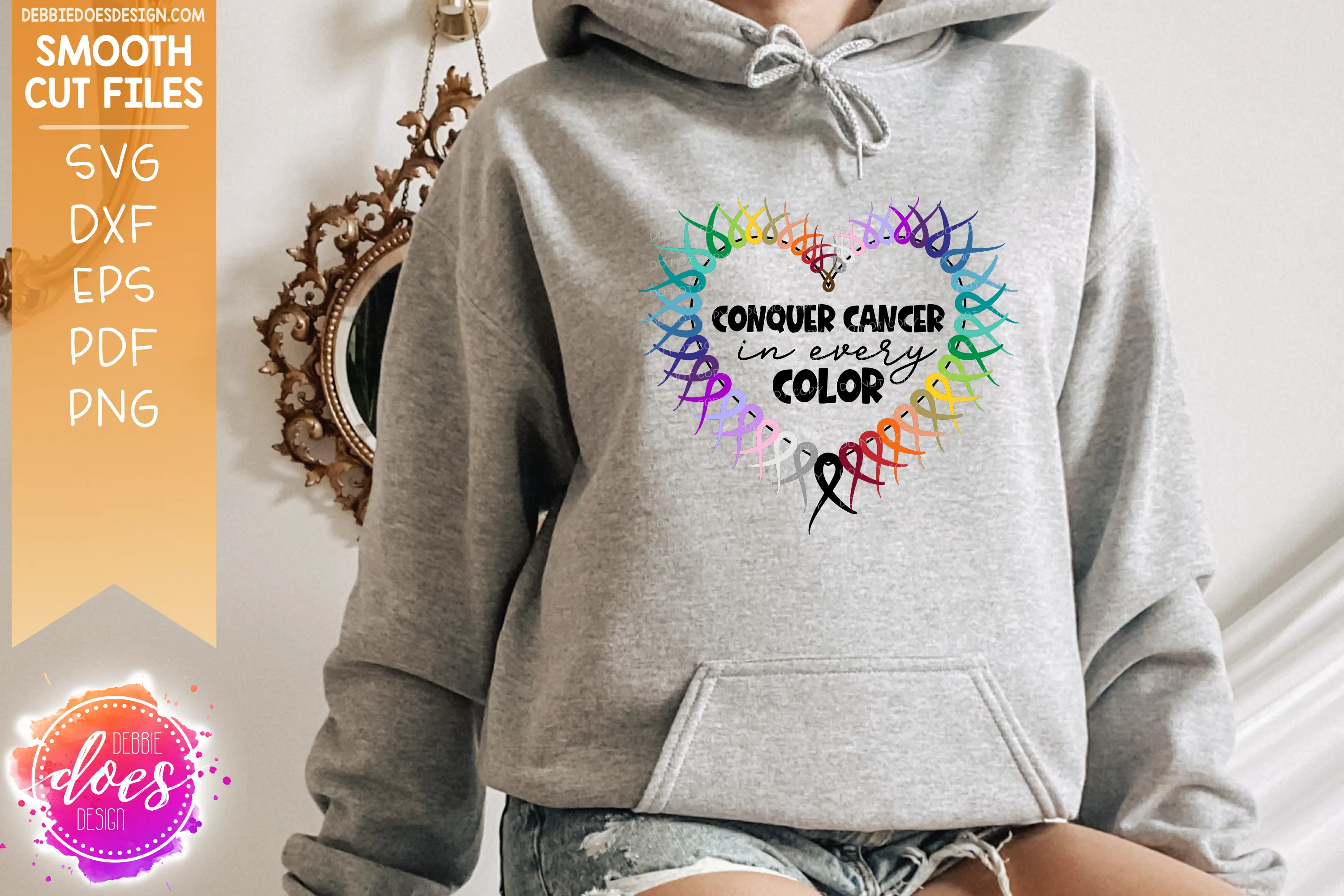 Conquer Cancer in Every Color/Colour - Awareness Ribbon Heart - SVG File