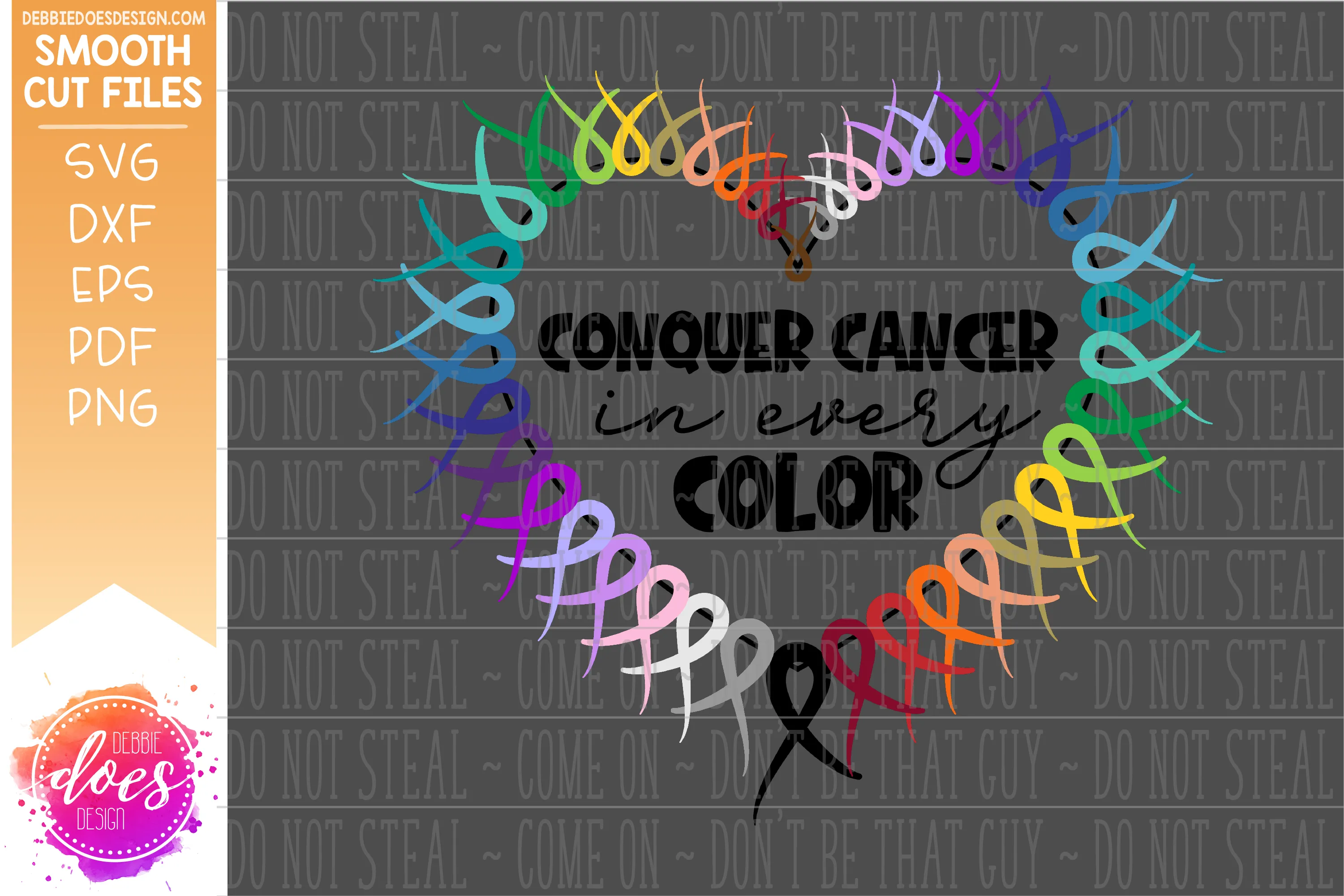 Conquer Cancer in Every Color/Colour - Awareness Ribbon Heart - SVG File