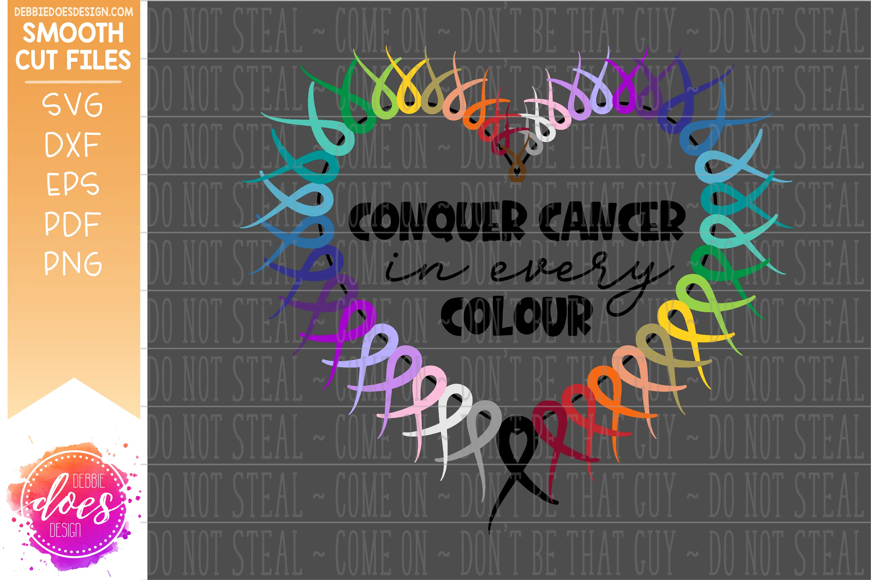 Conquer Cancer in Every Color/Colour - Awareness Ribbon Heart - SVG File