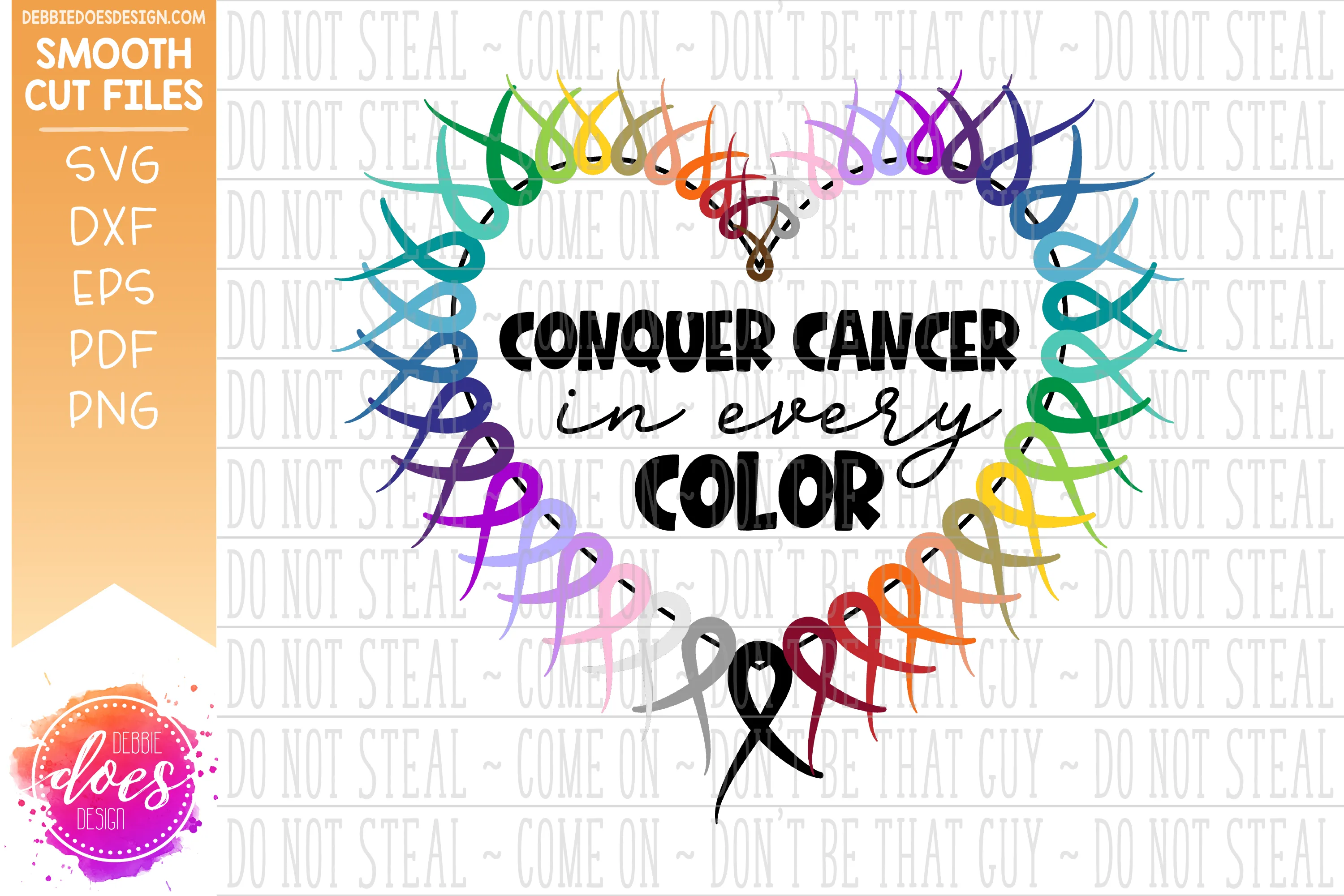 Conquer Cancer in Every Color/Colour - Awareness Ribbon Heart - SVG File