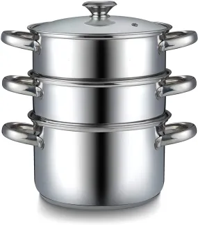 Cook N Home Stainless Steel Saucepan Double Boiler Steamer, 4Qt, Silver