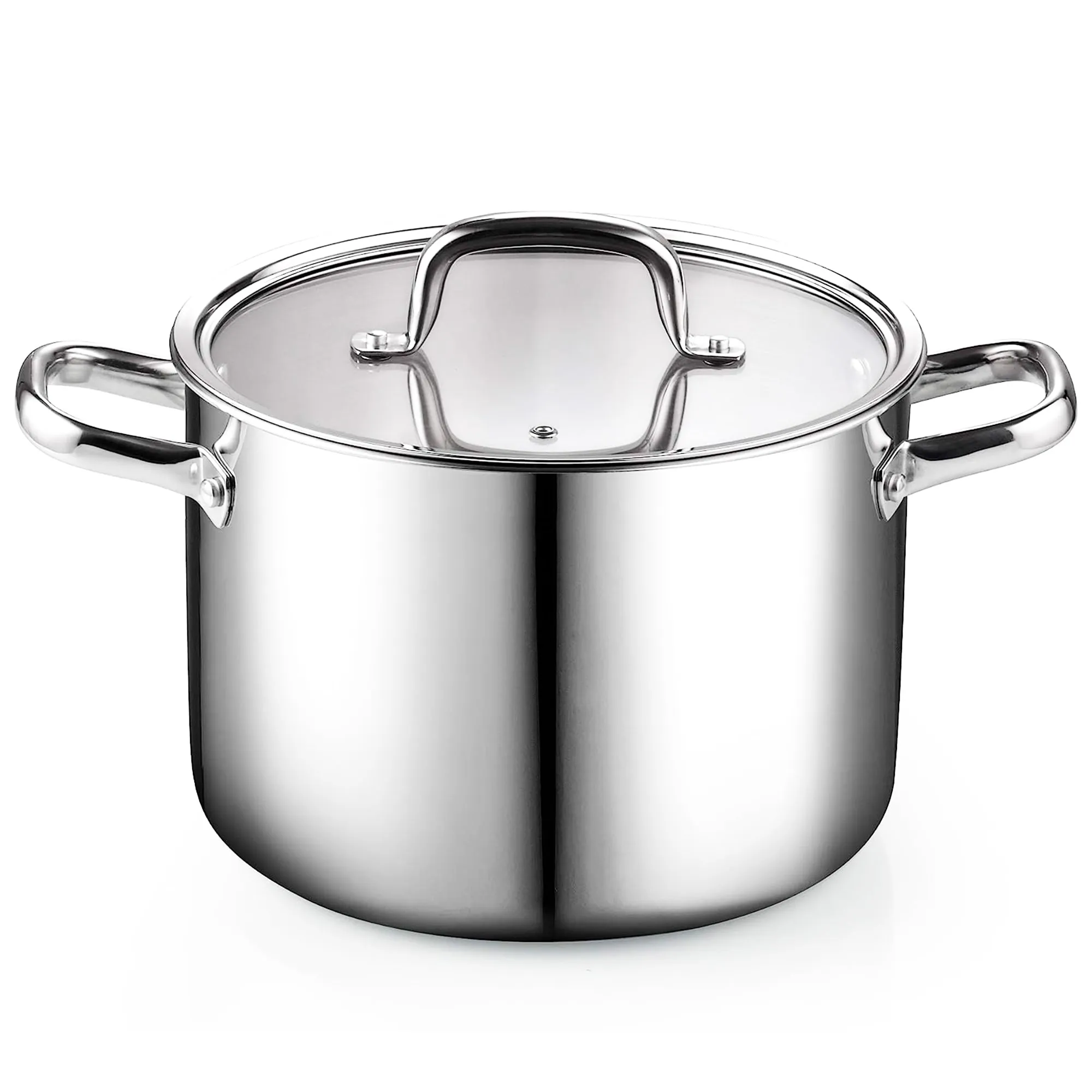 Cook N Home Tri-Ply Clad Stainless Steel Pots and Pans Cookware Set 7-Piece, with Saucepan, Fry Pan, Stockpot