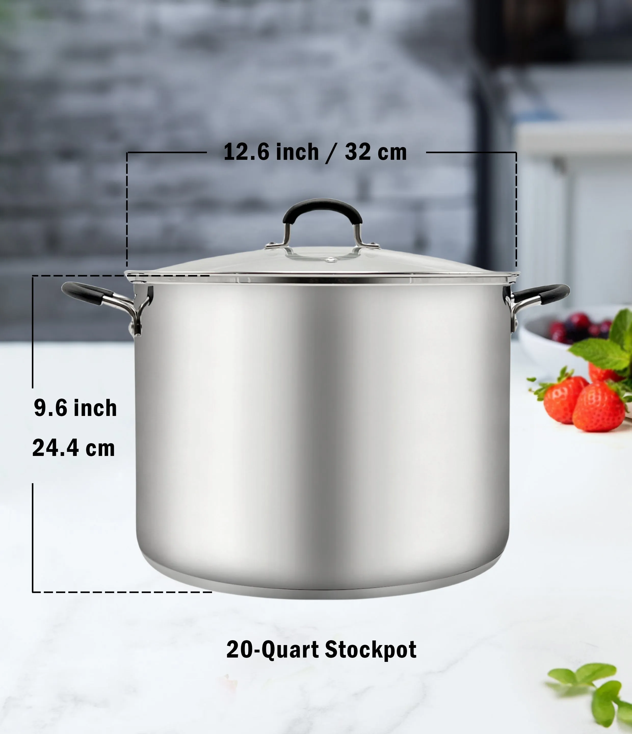 Cook N Home Water Bath Canner with Jar Rack & Glass Lid, Professional Stainless Steel Canning Pot 20 Quart, with Stay-Cool Handles, Multiuse Pot, Induction Capable