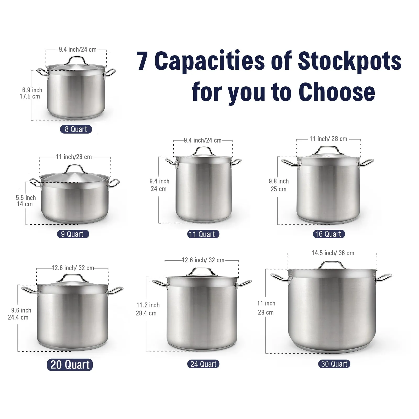 Cooks Standard Stockpots Stainless Steel, 20 Quart Professional Grade Stock Pot with Lid, Silver