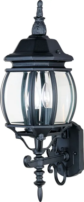 Crown Hill 3-Light Outdoor Wall Lantern in Black with Clear Glass