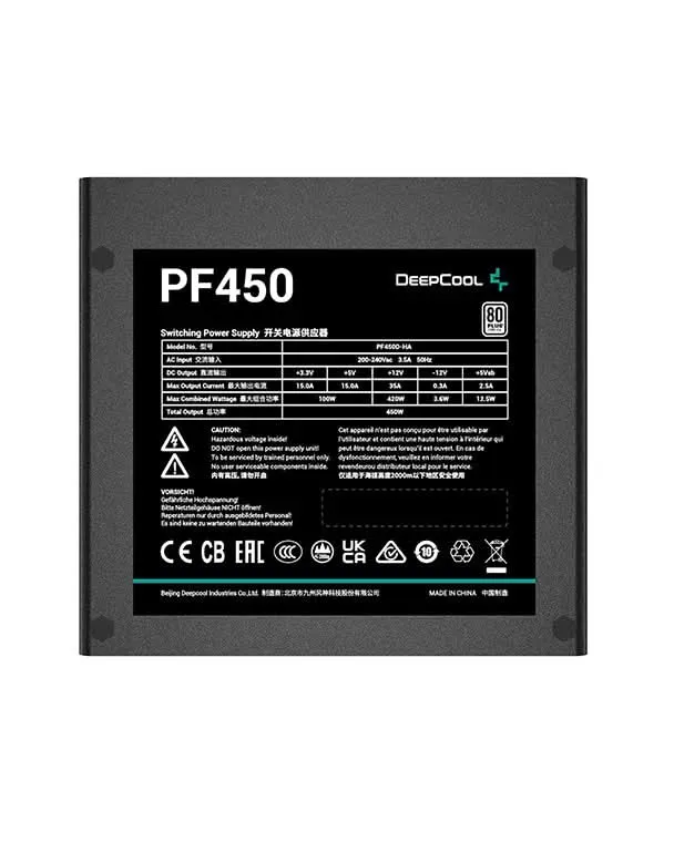 DEEPCOOL 450W PF450 80 PLUS STANDARD NON MODULAR SMPS