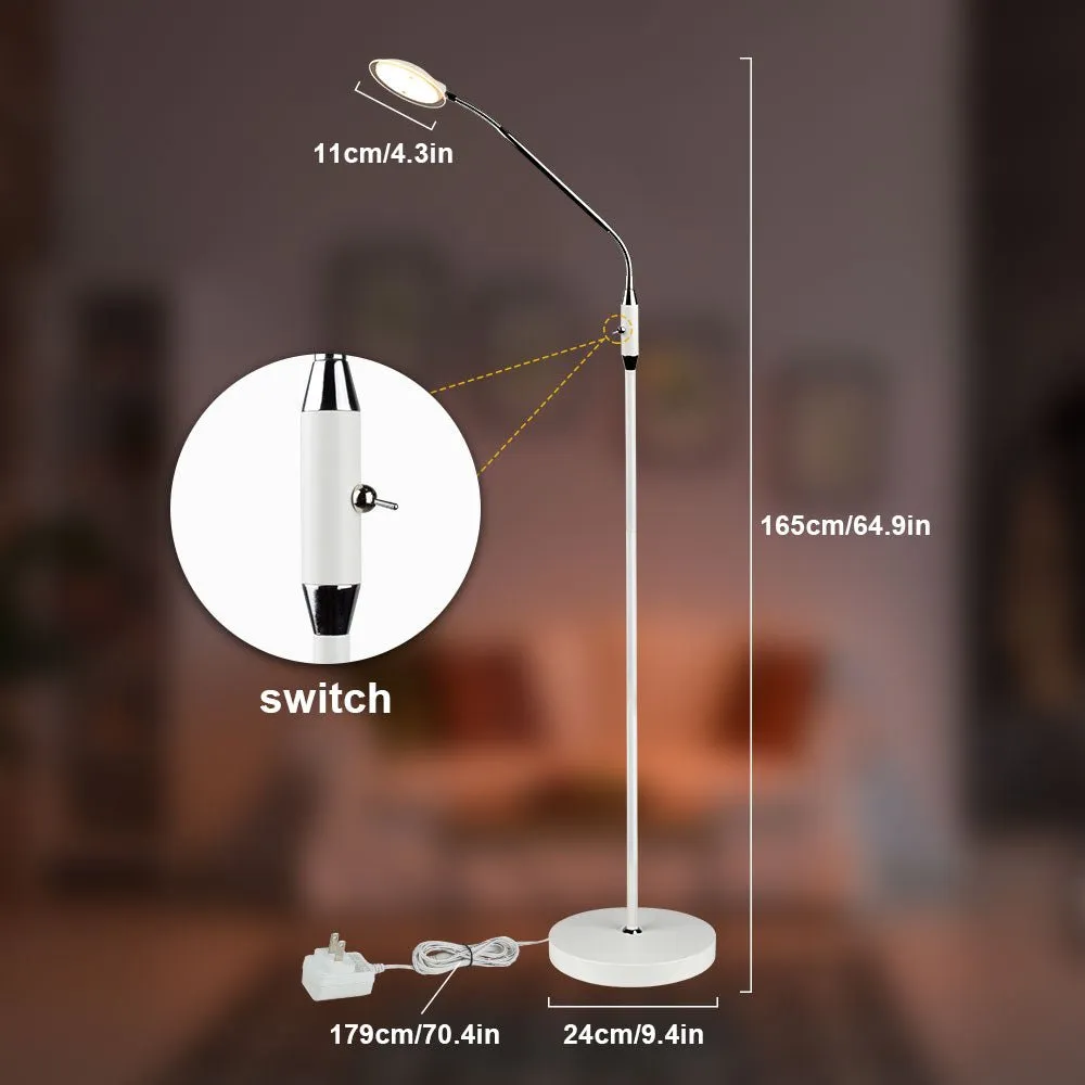 Depuley LED Reading Light Floor Lamp, Gooseneck Modern Standing Pole Light, Adjustable Reading Standing Lamp Bright for Living Room, Bedroom, Office, Sewing, Painting, Piano