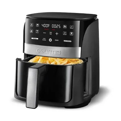 Digital 3qt Air Fryer with Guided Cooking Prompts Black/Stainless Steel Finish