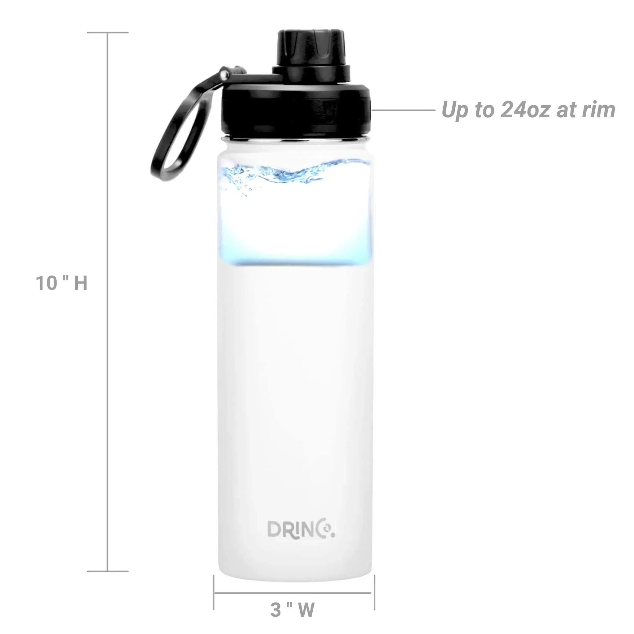 DRINCO® 22oz Stainless Steel Sport Water Bottle - Artic White -Stainless Steel Water Bottle