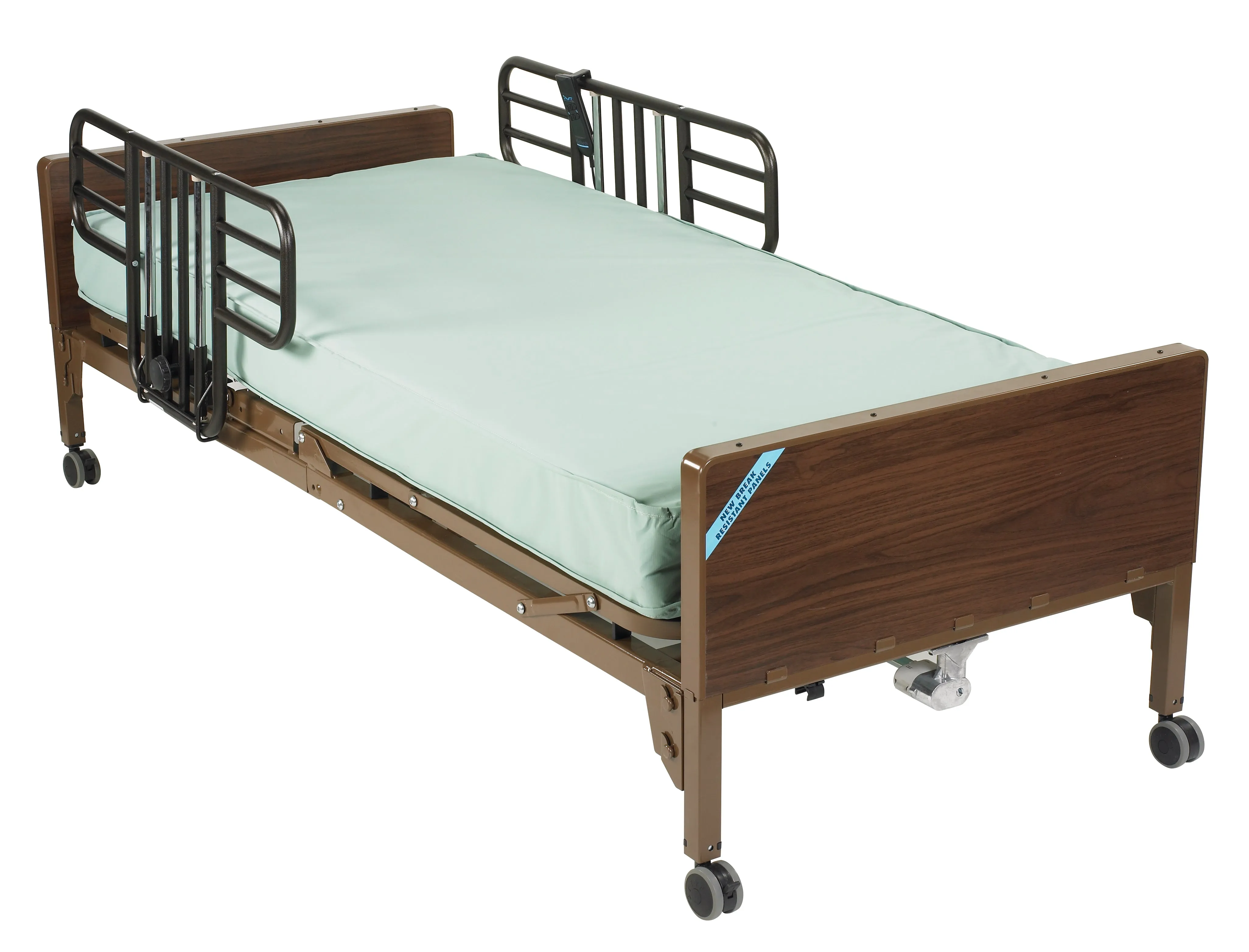 Drive Medical 15004bv-pkg-1 Semi Electric Hospital Bed with Half Rails and Innerspring Mattress