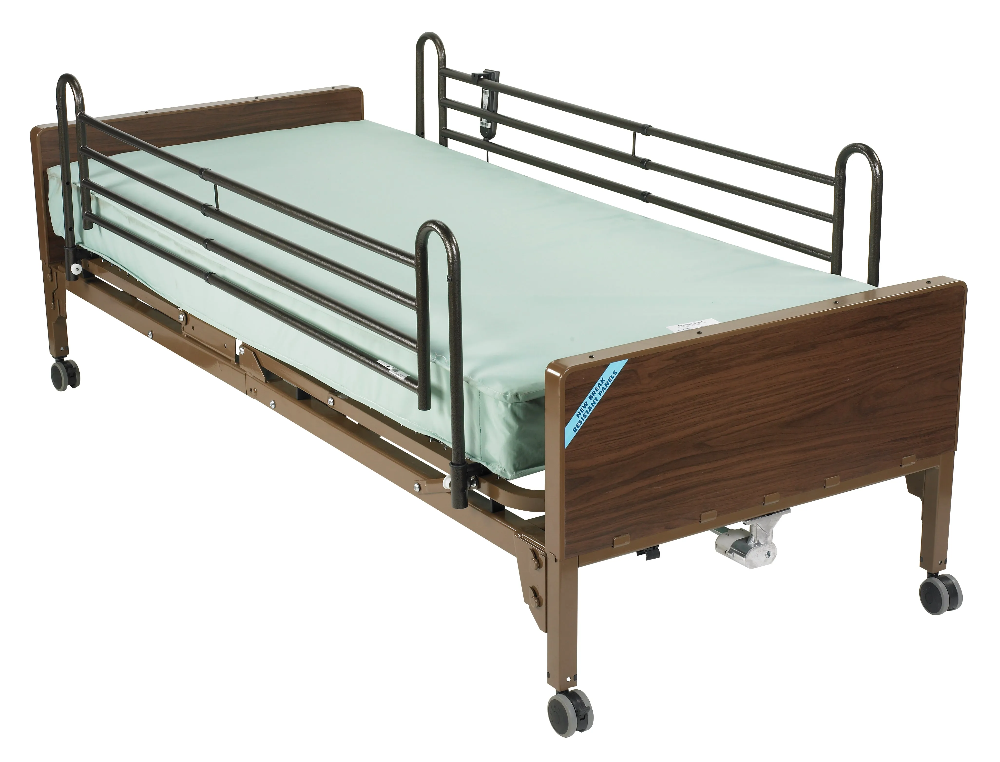 Drive Medical 15004bv-pkg Semi Electric Hospital Bed with Full Rails and Innerspring Mattress