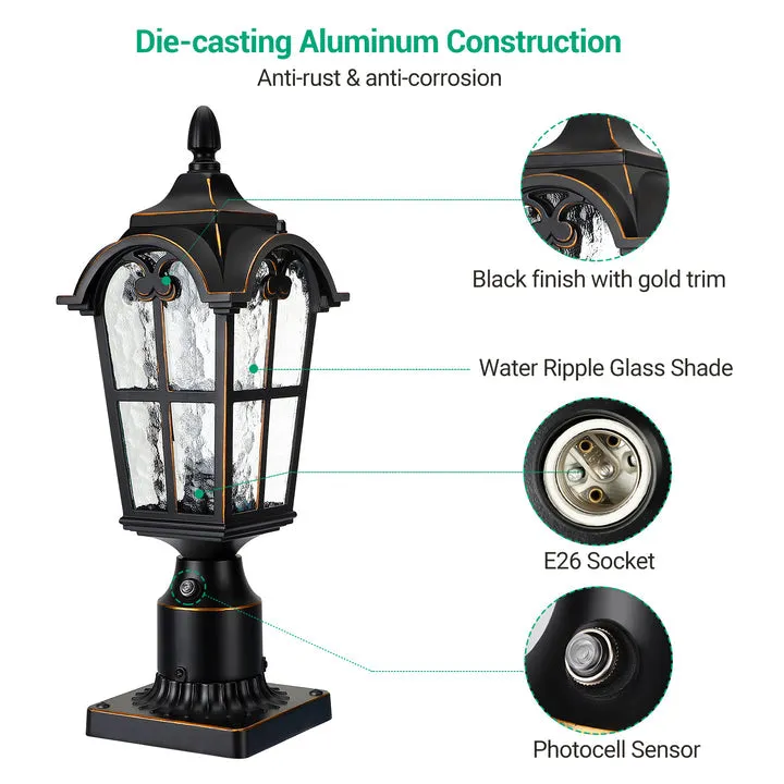 Dusk to Dawn Outdoor Post Light with Pier Mount Base-HOPL01A