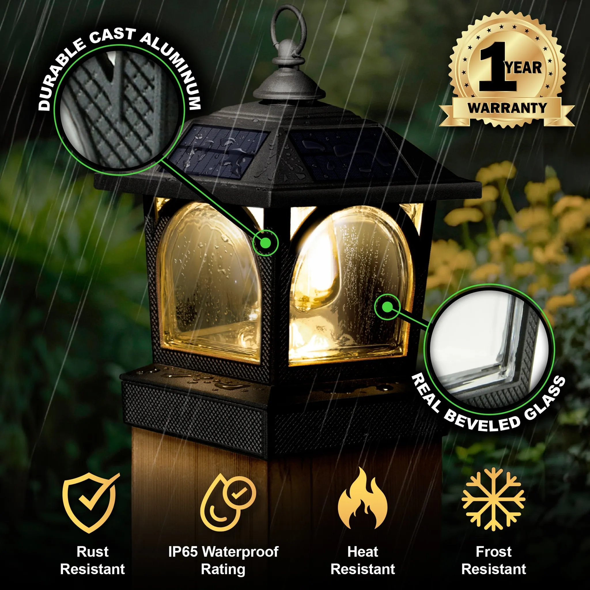 Edison Solar Table Lantern/Post Cap