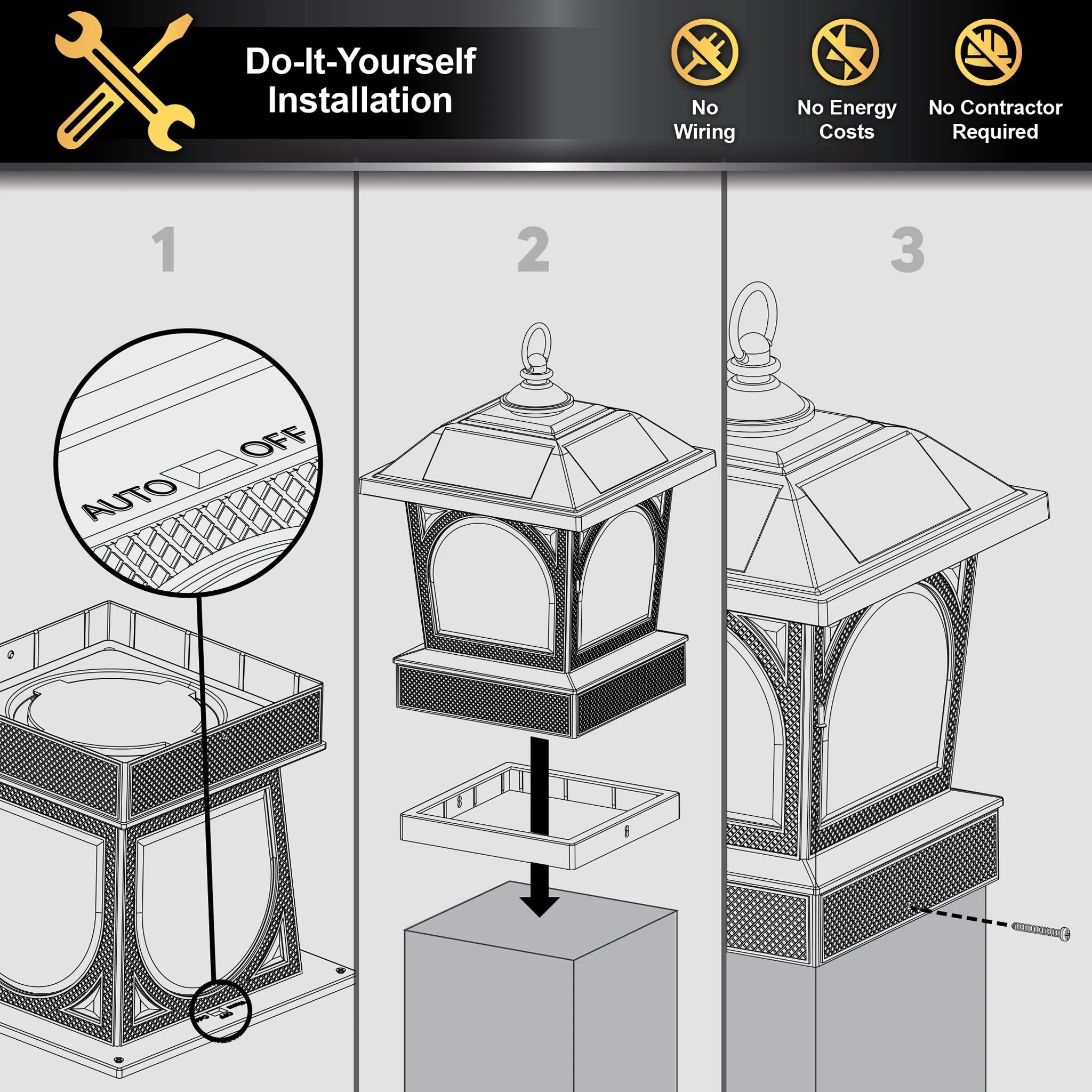 Edison Solar Table Lantern/Post Cap