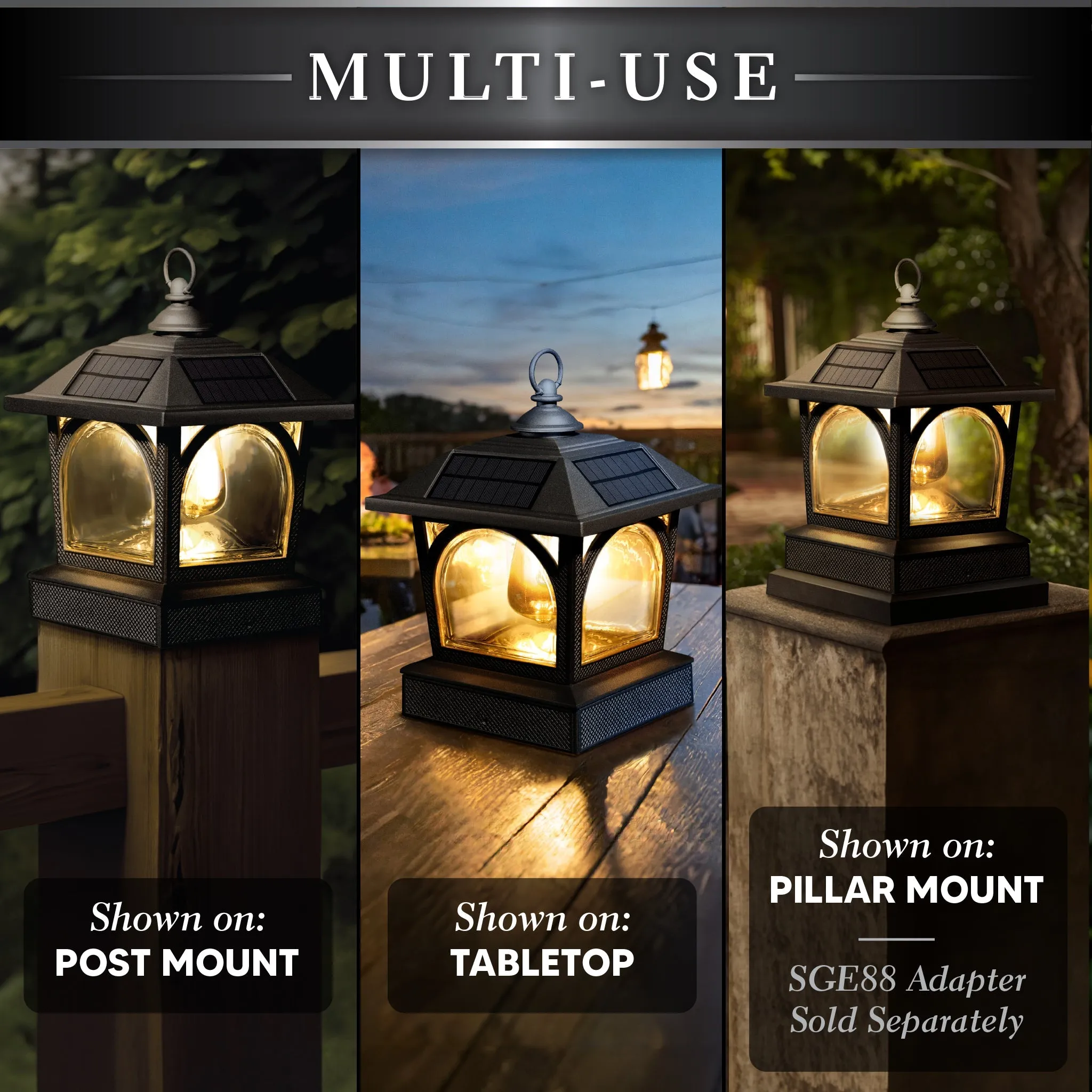 Edison Solar Table Lantern/Post Cap