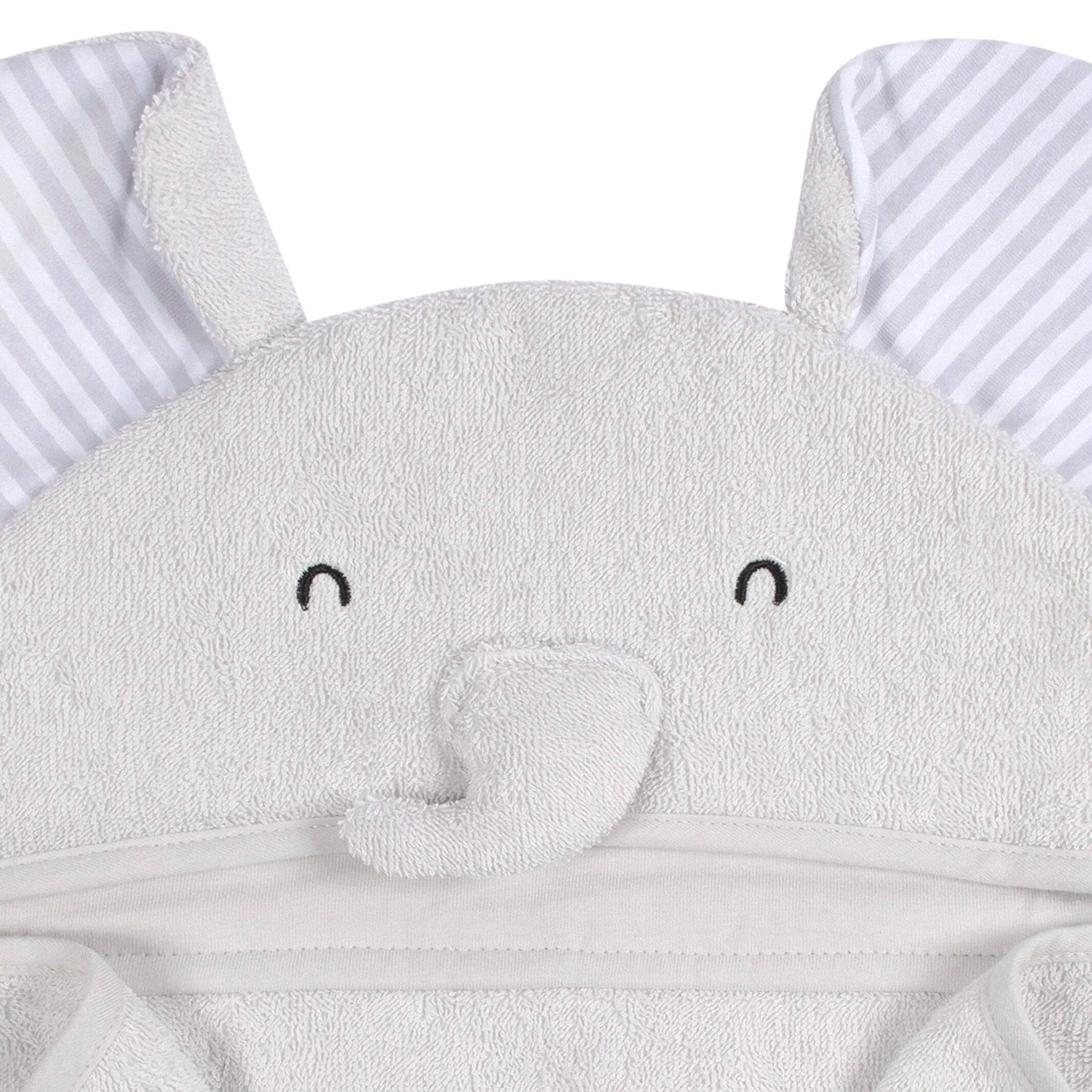 Embroidered 4-Piece Baby Neutral Grey Elephant Towel & Washcloths Set