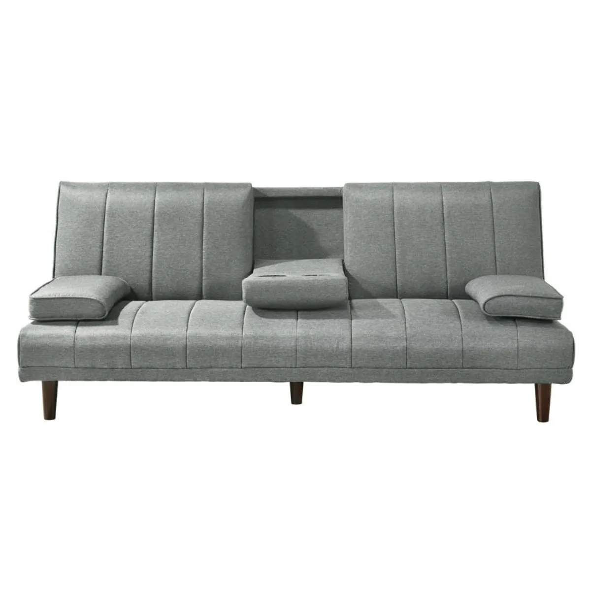 Fabric Sofa Bed with Cup Holder 3 Seater Lounge Couch - Light Grey