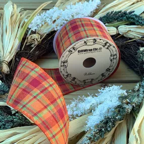 Fall Cider Plaid Wired Ribbon - 2 1/2" x 10 Yards, Wired Edge