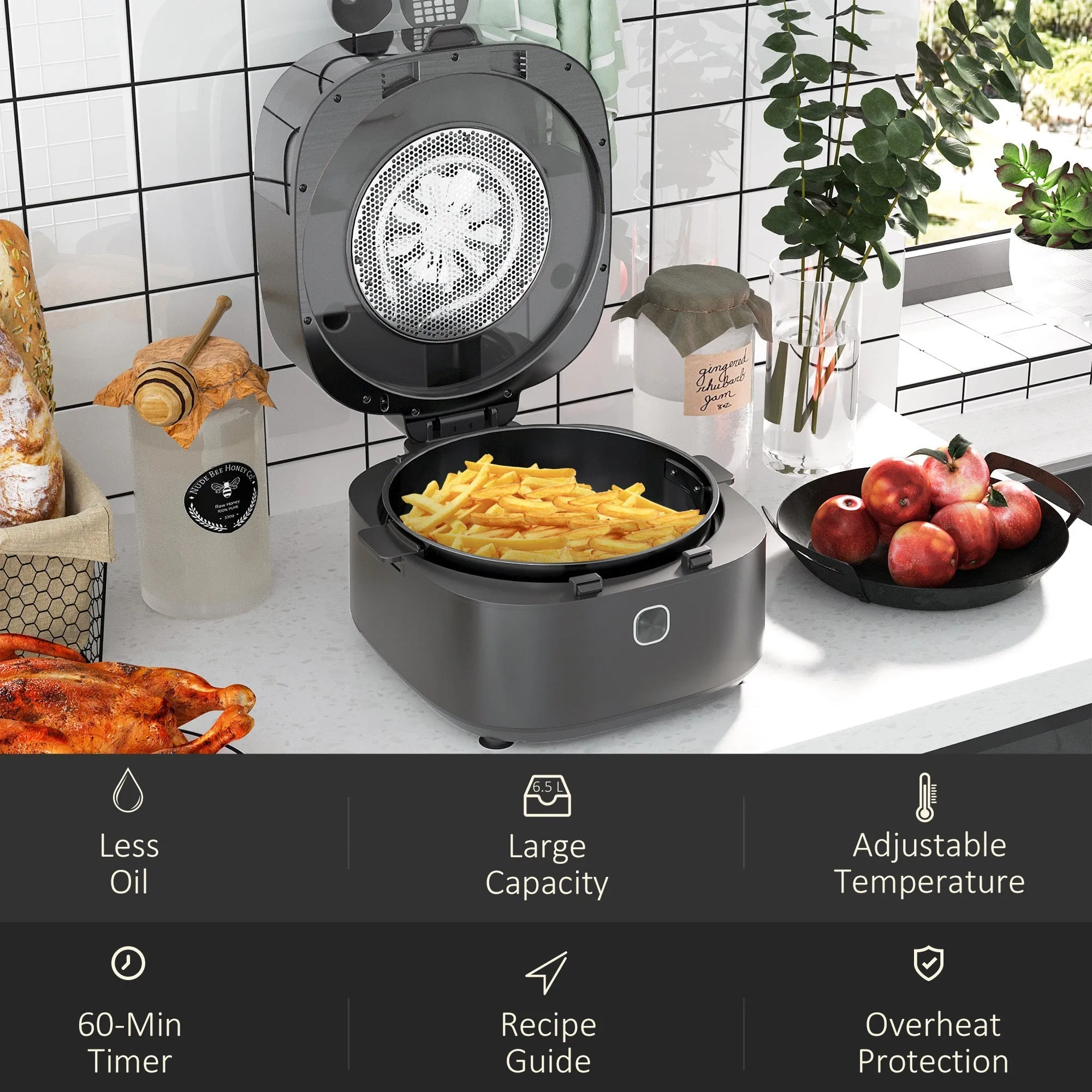 Family Size Air Fryer Oven with Rapid Air Circulation and Recipes