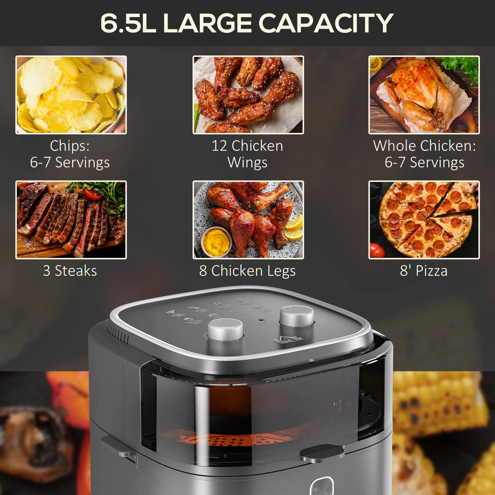 Family Size Air Fryer Oven with Rapid Air Circulation and Recipes