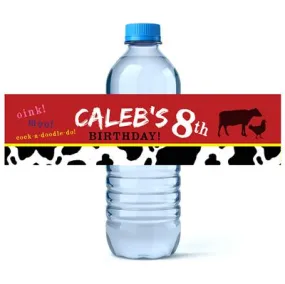 Farm Birthday Water Bottle Labels