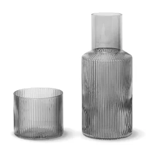 Ferm Living Ripple Carafe Set – Smoked Grey