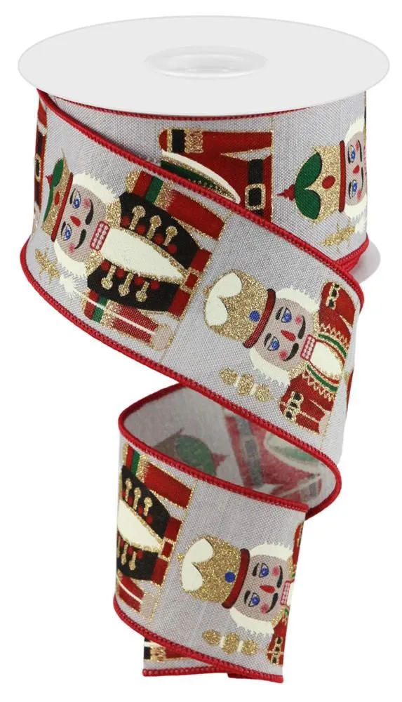 Festive Nutcrackers Wired Christmas Ribbon - 2 1/2" x 10 Yards