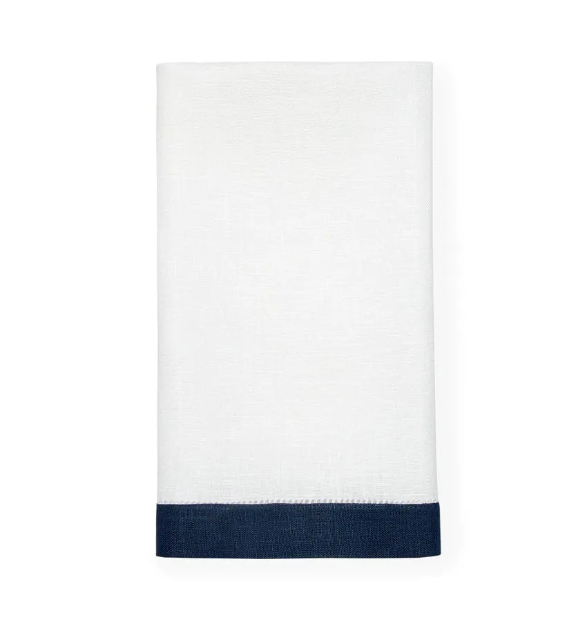 Filo White & Navy Linen Guest Towels by Sferra