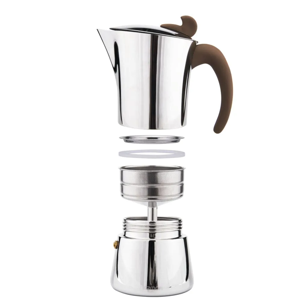 Fissman Espresso Maker Stovetop Stainless Steel  For 6 Cups with Bakelite Handle Silver 360ml