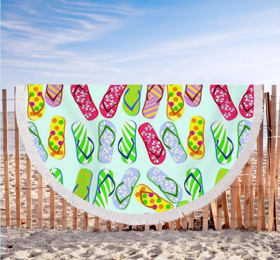 Flip Flop Kinda Girl Round Beach Towel