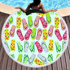 Flip Flop Kinda Girl Round Beach Towel