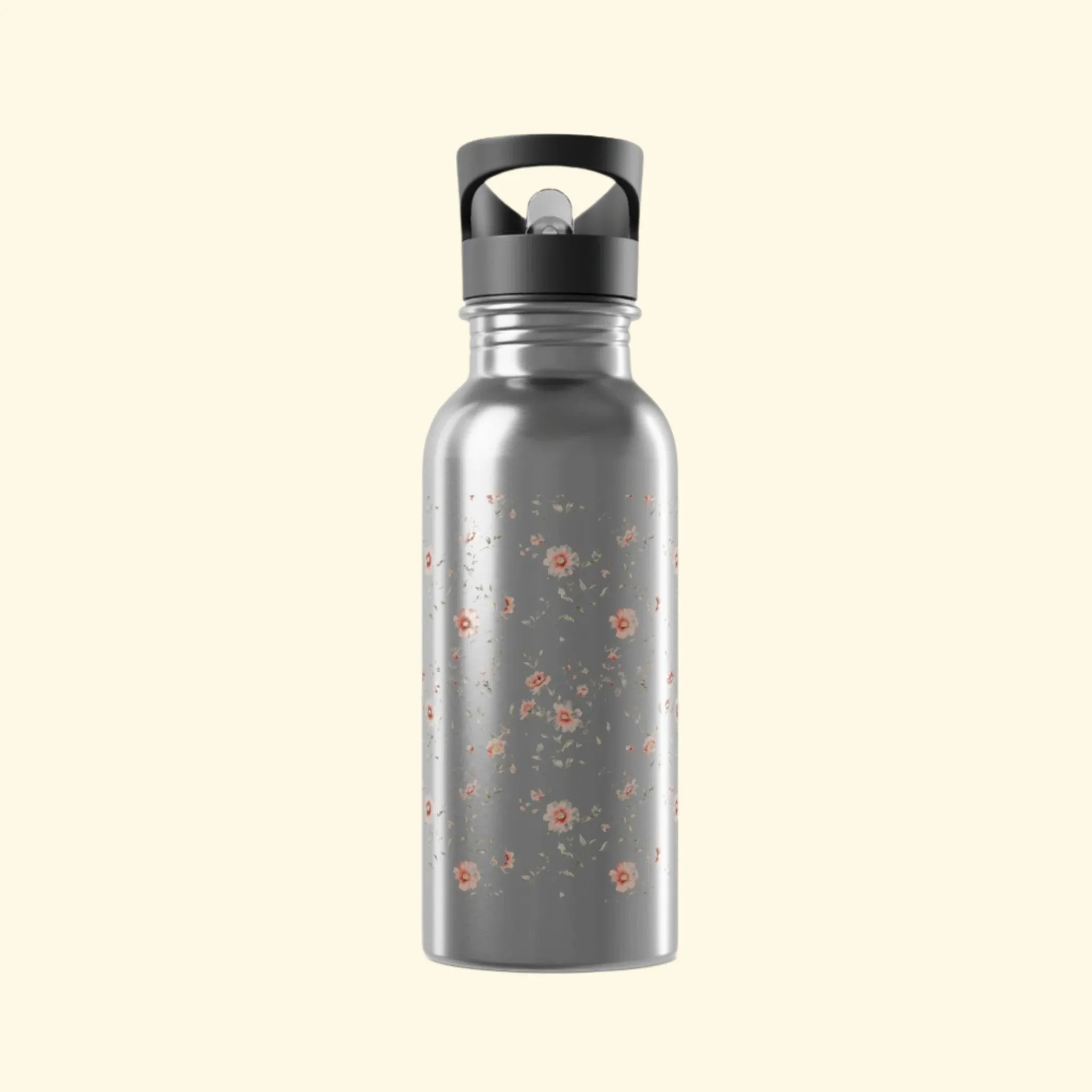 Floral Stainless Steel Water Bottle with Straw – 20oz Eco-Friendly Hydration