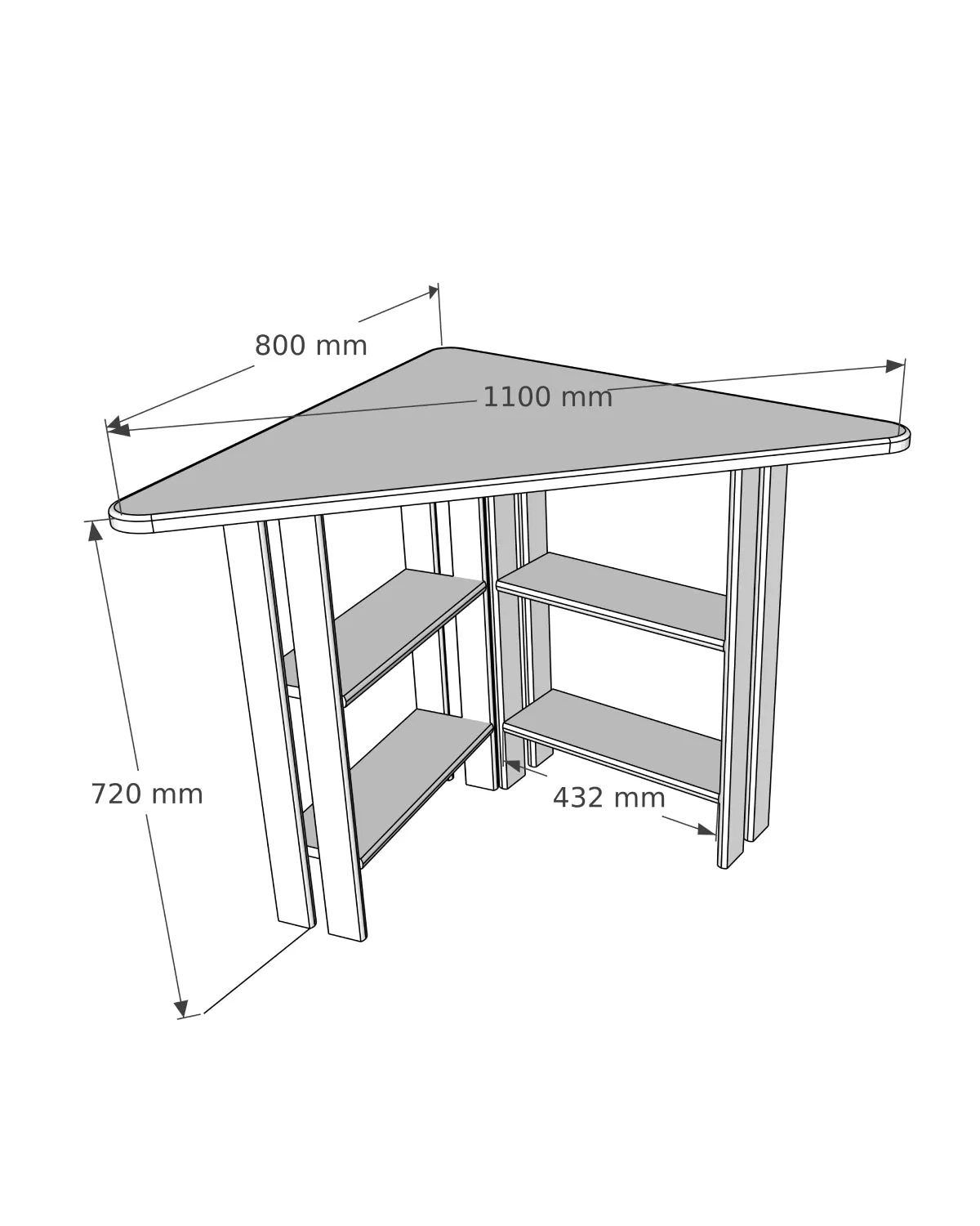 Friend Solid Pine Wood Computer Desk with Shelves