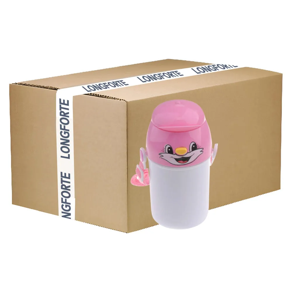 FULL CARTON - 48 x Water Bottles - Polymer - 400ml - Cat Lid - Pink