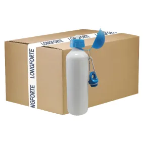 FULL CARTON - 60 x Water Bottles - COLOURED Two Lids (BLUE) - 600ml