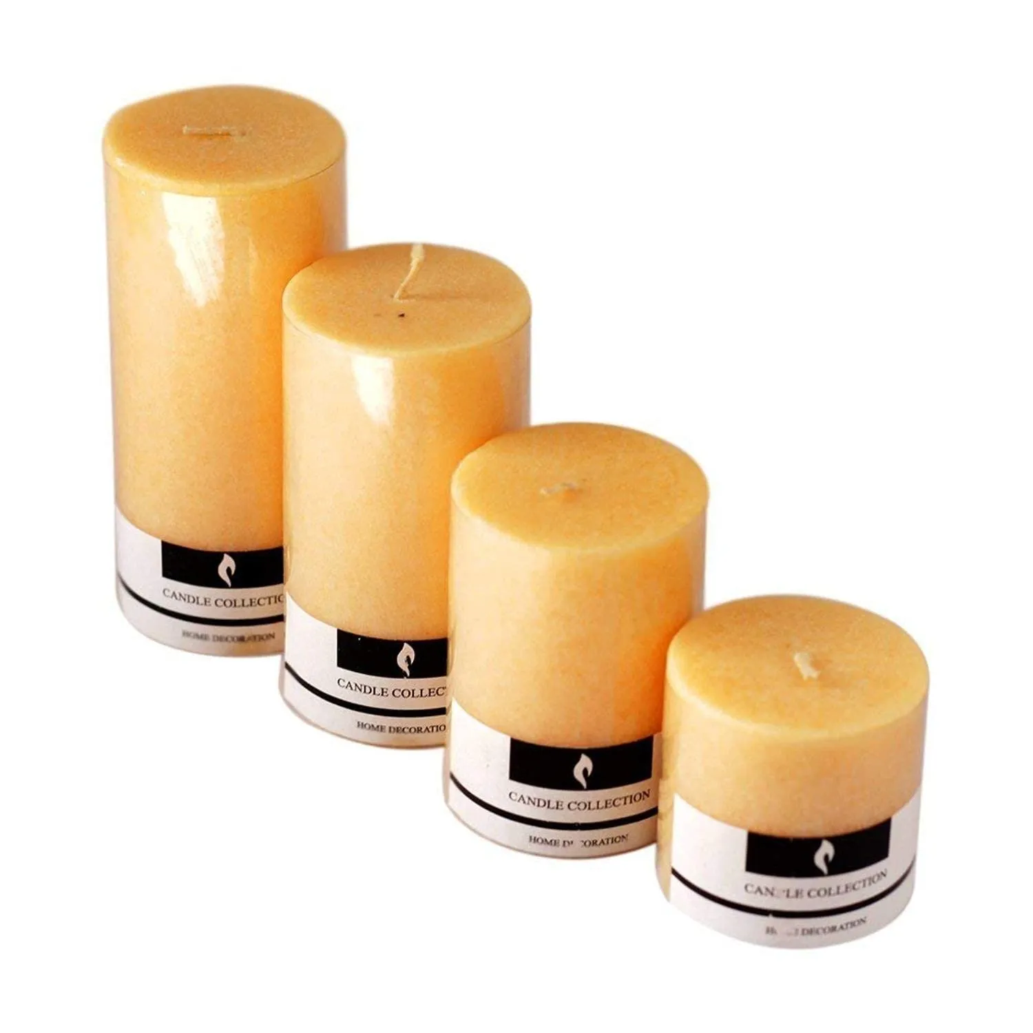 Gadgets Appliances Pure Wax Cinnamon Fragranced (Jasmine) Pillar Candles, Set fo 4 Scented Pillar Candles (Cream)