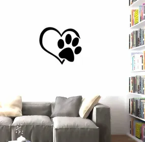 GADGETS WRAP Adorable Puppy Paw Heart Decal Valentine's Day Cuddly Dog Footprint Sticker Pet Window Vinyl Decor for Couple Bedroom Nursery Kids Room Cats Dogs Pets Store Shop