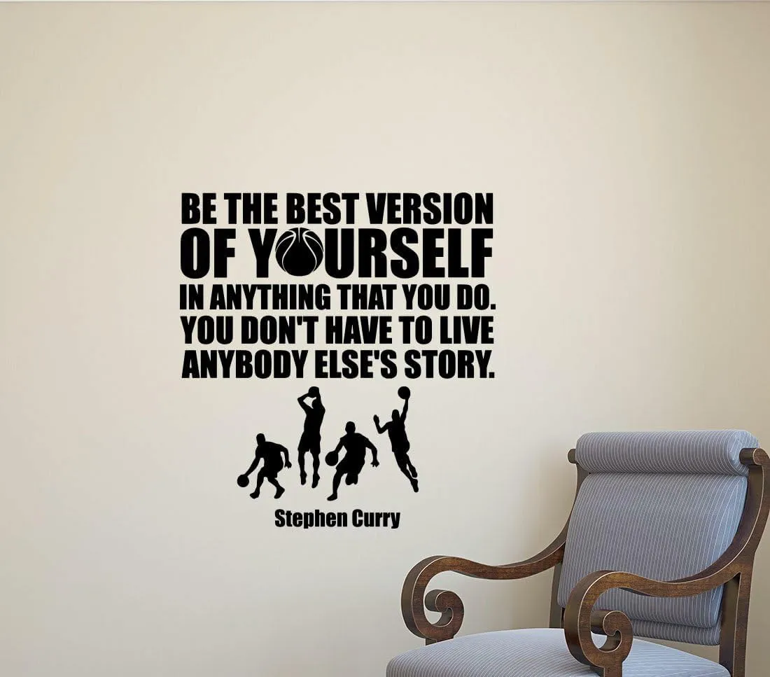 GADGETS WRAP Be The Best Version of Yourself Stephen Curry Wall Decal Sign Basketball Quote Inspirational Sayings Lettering Vinyl Sticker