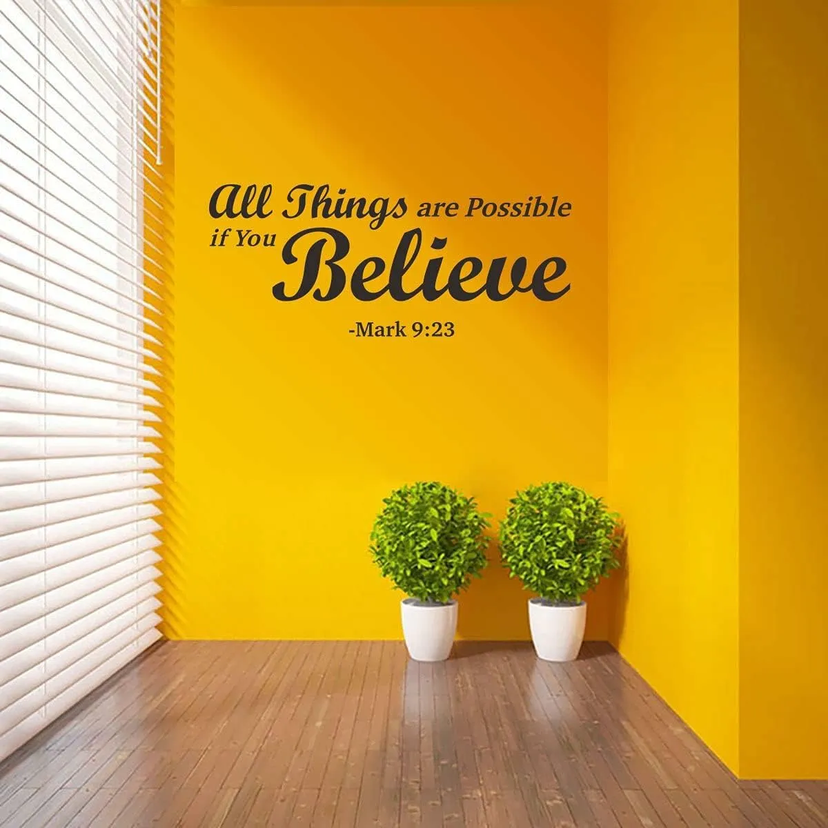 GADGETS WRAP Bible Verse Wall Decals,All Things are Possible if You Believe -Mark 9:23 Prayer Wall Stickers,Religious Scripture Blessed Lettering Vinyl