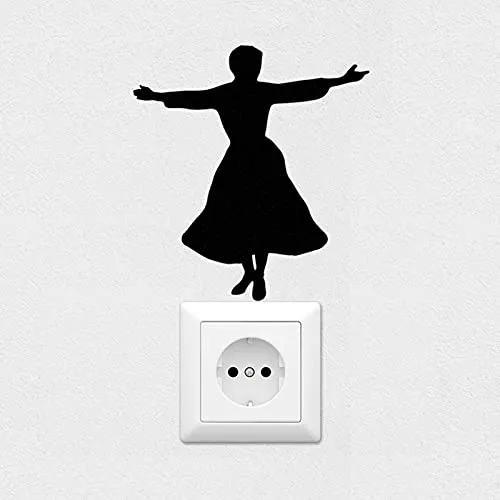 GADGETS WRAP Black Creative DIY Dancing Girl Switch Wall Sticker Vinyl Wall Decal Decoration Sticker