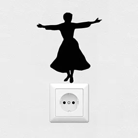 GADGETS WRAP Black Creative DIY Dancing Girl Switch Wall Sticker Vinyl Wall Decal Decoration Sticker