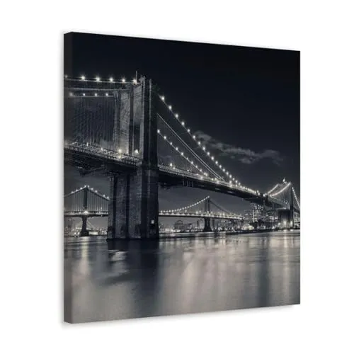 GADGETS WRAP Canvas Gallery Wrap Framed for Home Office Studio Living Room Decoration (10x10inch) - The Charming Brooklyn Bridge