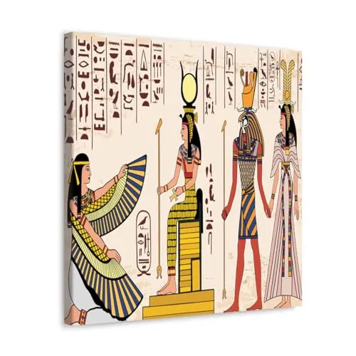 GADGETS WRAP Canvas Gallery Wrap Framed for Home Office Studio Living Room Decoration (10x10inch) - Vector Egyptian National Drawing